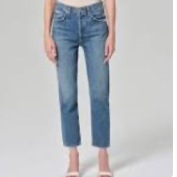 Nwt Agolde Riley Crop High Rise Straight Color Bitter Size 23